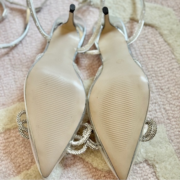 🪩 BRAND NEW VIRAL DIAMOND RHINESTONE GLAM BOW ANKLE WRAP WEDDING BRIDE HEEL - Picture 7 of 8